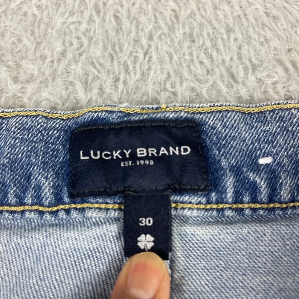 Lucky Brand Mens Distressed Denim Shorts Light Wash Frayed Hem Size 30